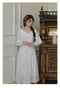 Royal V-neck Lace Trim Ivory Dress