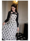 Vintage Cut-Out Collar Rose Dress