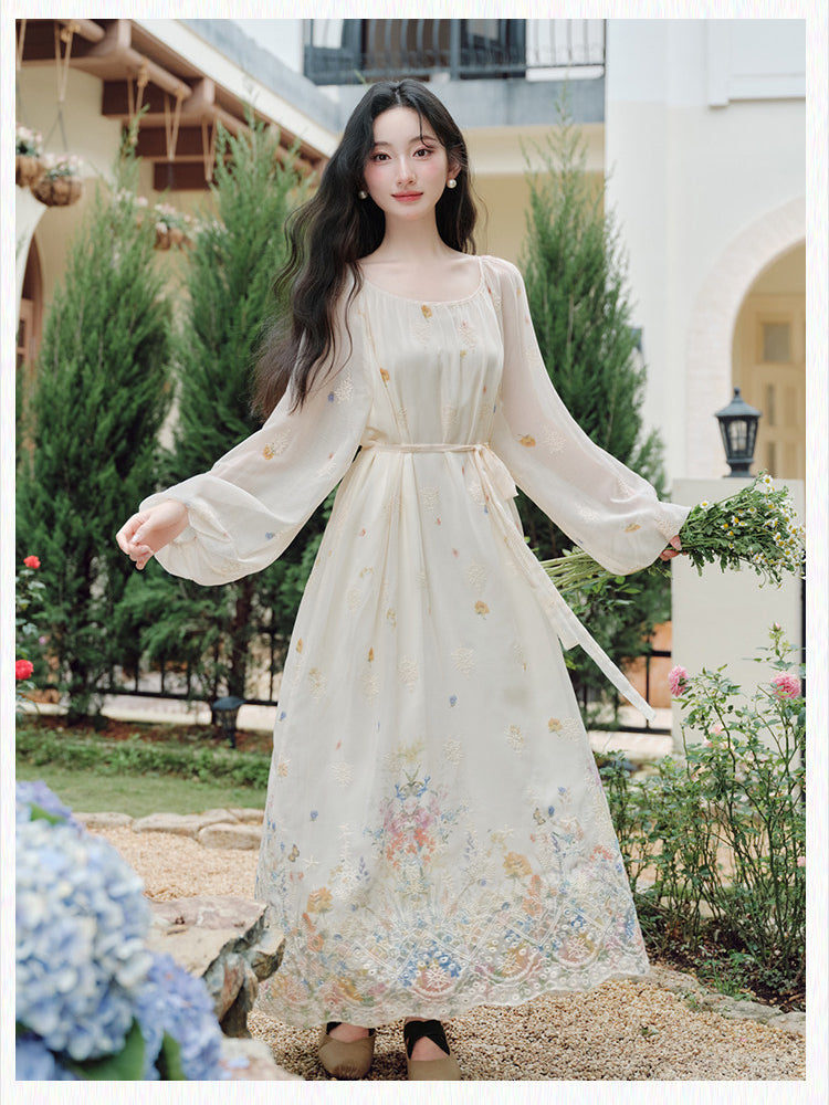 green emerald velvet dress Cottagecore Floral Midi Dress main image 0