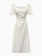 French White Square Neck Dress