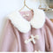 Fleece Collar Embroidered Coat