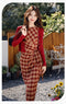 Retro Drawstring Plaid Dress + Knit Cardigan