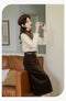 Vintage Frilled Collar Top + Long Skirt