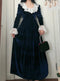 Lace Collar Velvet Regency Era Dress