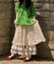Lace Hem Linen Pantskirt
