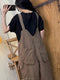 Solid Color Washed Linen Overalls