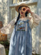 Super Cute Girly Embroidered Pinafore Dress