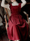 Knit Turtleneck Top + Corduroy Ruffle Pinafore Dress 2pcs Set