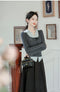 Faked 2pcs Knit Top + Long Skirt