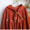 Embroidered Corduroy Overcoat With Hood