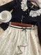 Lace Collar Knit Top + Ruffled Skirt