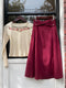 French Embroidery Floral Neck Top +Wine-red Skirt 2pcs Set