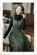 Knit Shirt + Plaid Pinafore Dress 2pcs Set The Cottagecore Knit Shirt + Plaid Pinafore Dress 2pcs Set The Cottagecore