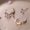 Purple Butterfly CZ Diamond Earrings 3pcs