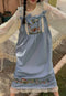 Super Cute Girly Embroidered Pinafore Dress