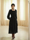 100% Cotton Black Retro Midi Dress