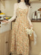 Vintage Lace Top + Floral Dress 2pcs Set
