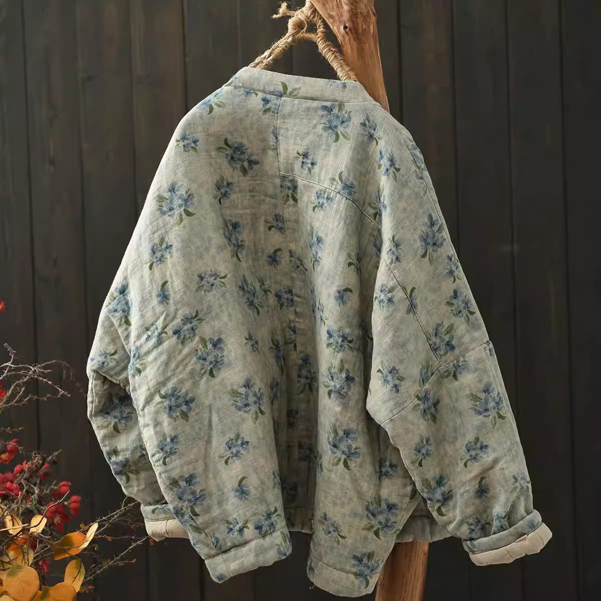 Blue Floral Quilted Jacket main image 1