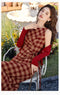 Retro Drawstring Plaid Dress + Knit Cardigan