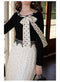 Romantic Slim Polka Dot Scarf Knit Top