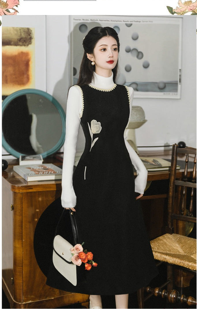 Embroidered Overall Dress + Bottom Shirt
