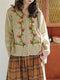 Floral Embroidered Woolen Cardigan