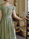 Belted Cotton Plaid Dress