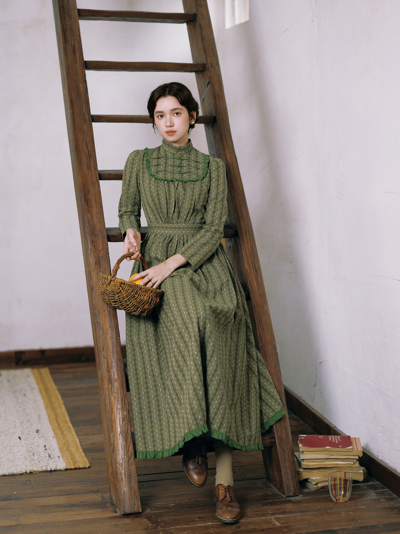 Green Vintage Prairie Style Dress– The Cottagecore