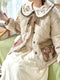 Super Cute Embroidered Collar Quilted Coat