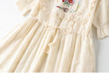 Cotton Embroidered Lace Collar Drawstring Dress