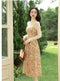 Vintage Lace Top + Floral Dress 2pcs Set