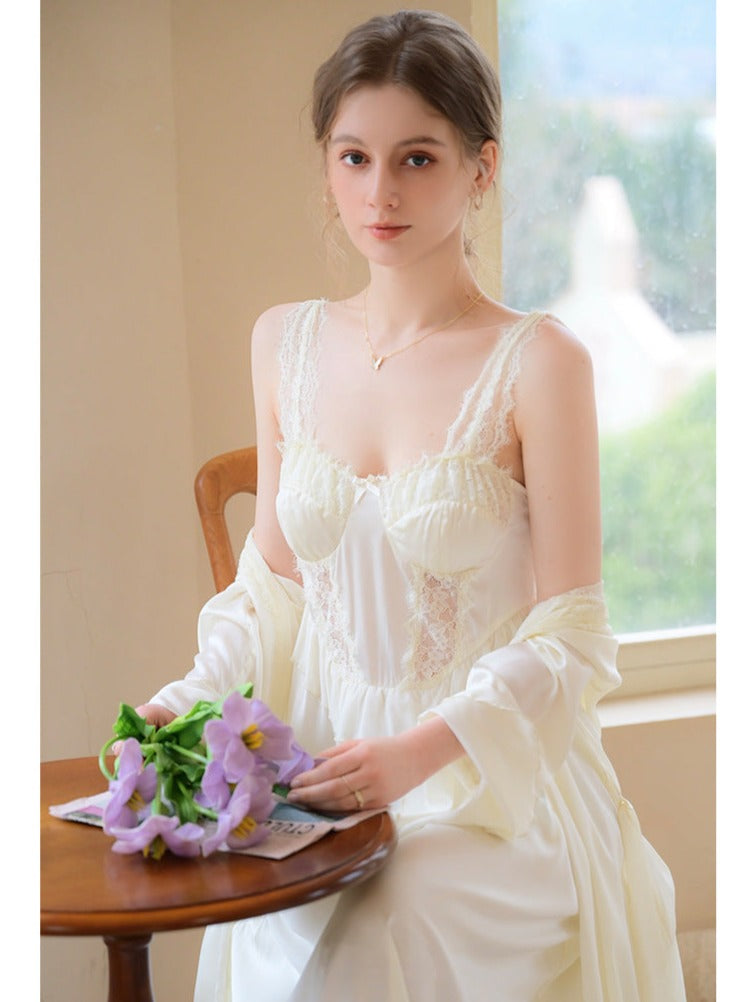 Lace Built In Bra Nightgown 2pcs Set The Cottagecore