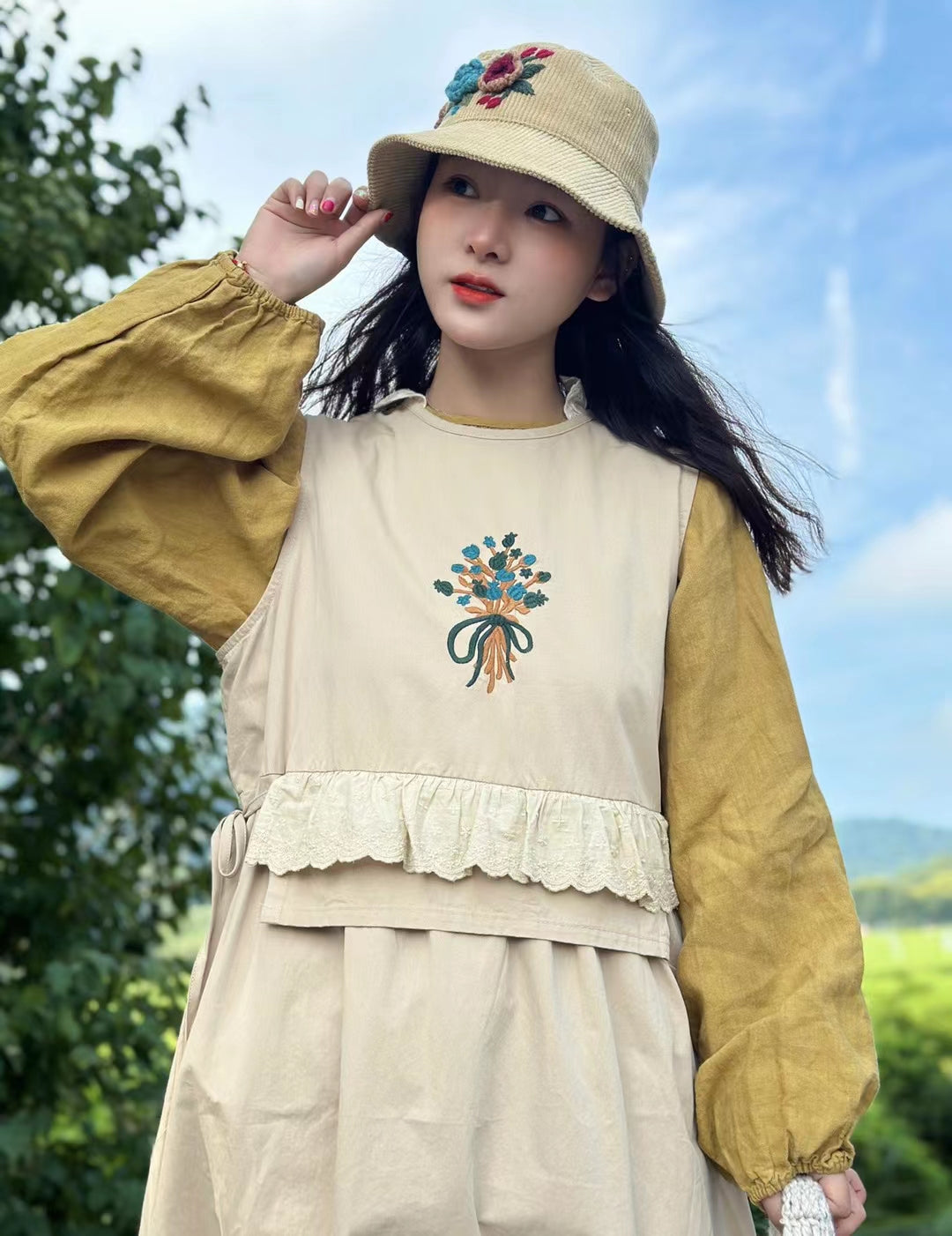 Farmcore Drawstring Overall Dress