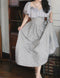 Vintage Gray Ruffled Neck Dress