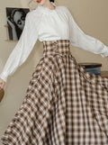Ruffle Blouse + Lace Up Plaid Skirt
