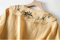 Embroidered Collar Linen Blouse