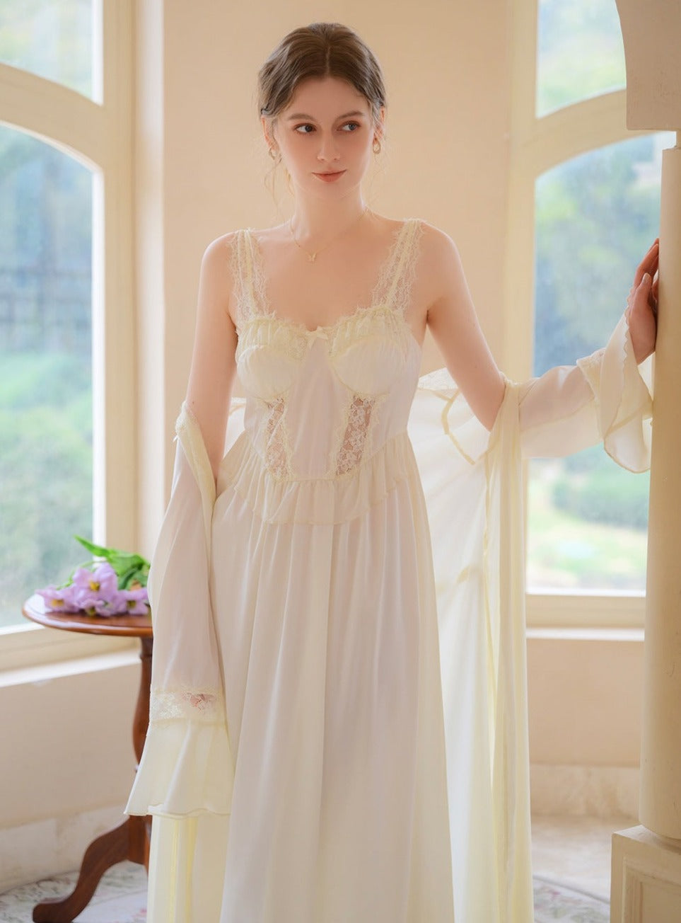 Lace Built In Bra Nightgown 2pcs Set The Cottagecore
