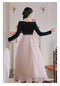 Princess Color-blocked Puffy Sleeve Dress