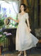 Square Neckline White Vintage Dress