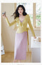 Elegant Purple Slim Dress+ Cardigan