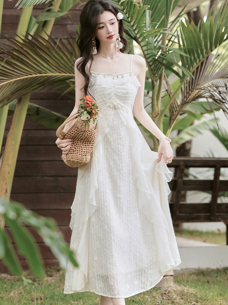 green emerald velvet dress Flowy Tulle Sage Green Cottagecore Dress with Sleeves main image 1