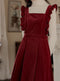 Knit Turtleneck Top + Corduroy Ruffle Pinafore Dress 2pcs Set