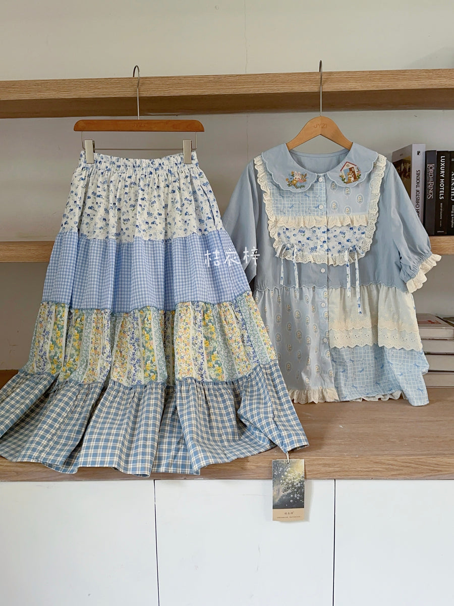 Cute Mori Girl Clothes Women Japanese Kawaii Lolita Mori Girl Ruffled Bow  High Waist JSK Dress