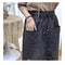 Floral Embroidered Denim A Shape Skirt