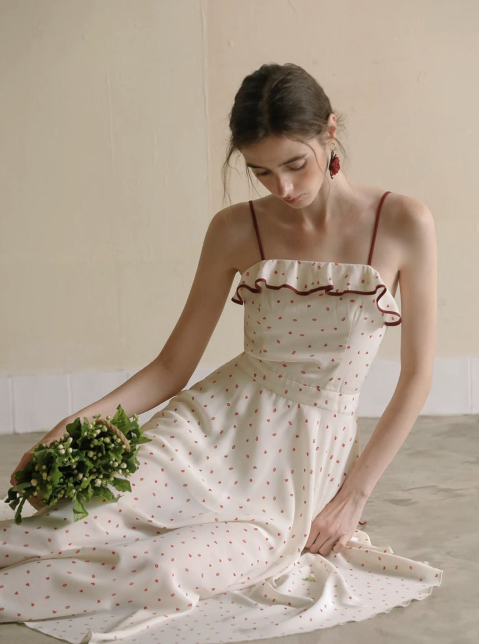 SBetro Ruffle Trim Tie Back Backless Slip Dress