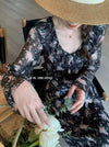 Black Floral Chiffon Dress