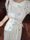Plants Print Cottagecore Dress