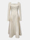 Vintage Beige Jacquard Dress