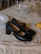 Vintage Block Heels Buckle Shoes