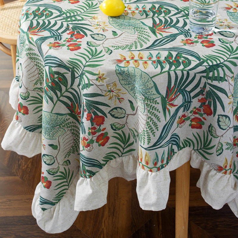 Chic Plant Round Tablecloth– The Cottagecore